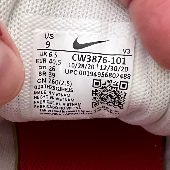 Nike Zoom Air Fire White/University Red Sneakers 9 - Picture 10 of 11